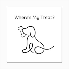 Cute Dog line art | Where'S My Treat Quote Canvas Print