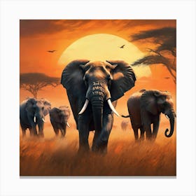 0 Glimpses Of A Herd Of Wild Elephants Crossing A Sa Esrgan V1 X2plus Canvas Print