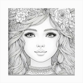 Young Girl Colouring 1 Canvas Print