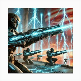 A Sci Fi Depiction Of Lightning Discharge Rifles, Canvas Print