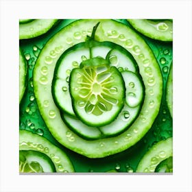 Cucumber Slices With Water Droplets 1 Canvas Print