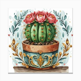 Cactus In A Pot 4 Canvas Print