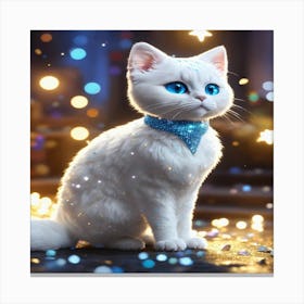 White Cat With Blue Eyes Canvas Print