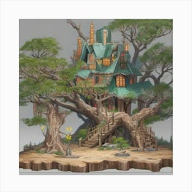 A stunning tree house that is distinctive in its architecture Canvas Print