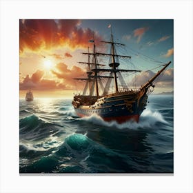 Ship In The Sea Canvas Print