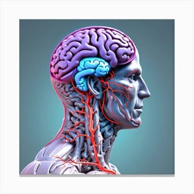 3d Render Of A Medical Image Of A Male Figure With Brain Highlighted 0 Canvas Print