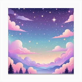 Sky With Twinkling Stars In Pastel Colors Square Composition 78 Canvas Print