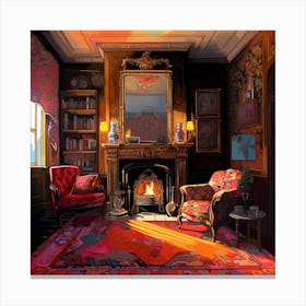 Room With A Fireplace Canvas Print