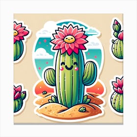 Cactus Sticker Set Canvas Print