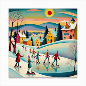 winter landscape illustration, AI Canvas Print