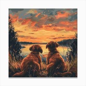 Dogs At Sunset Canvas Print