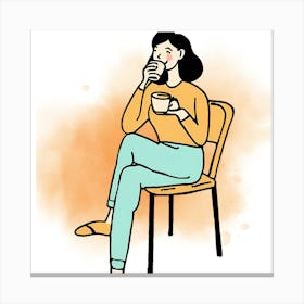 Woman Drinking Coffee 4 Canvas Print