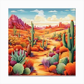 Neon Desert Landscape Square Print 1 Canvas Print
