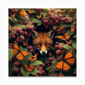 Fox In The Bushes Canvas Print