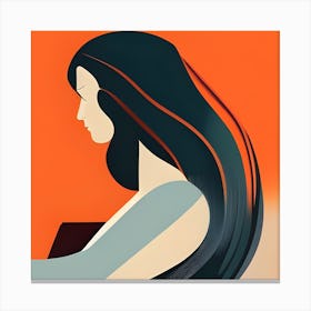 Girlwavyhairorange Canvas Print