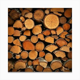 Firefly Stacked Firewood Logs With Natural Wood Texture 88965 (2) Canvas Print