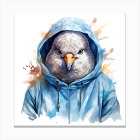 Watercolour Cartoon Dove In A Hoodie 3 Canvas Print