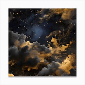 Night Sky With Stars And Clouds Canvas Print