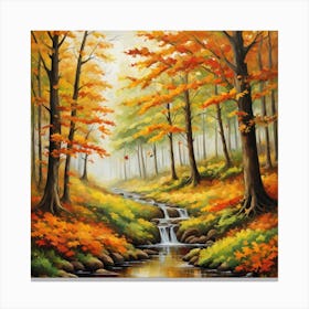 Forest In Autumn In Minimalist Style Square Composition 31 Canvas Print