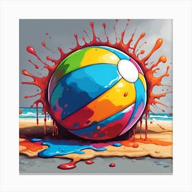 The Vibrant Beach Ball On The Sand Canvas Print