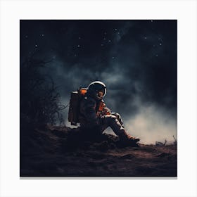Astronaut Sitting On The Ground Canvas Print
