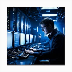 A Cutting Edge Server Room Filled To The Brim With Sleek High Tech Equipment Humming With Energy (1) Canvas Print