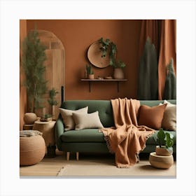 Default A Modern Rustic Living Room With Terracotta Walls A Be 2 Canvas Print