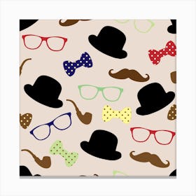 Moustache Hat Bowler Bowler Hat Canvas Print