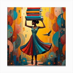 Woman in Colorful Garments Balancing Wisdom Canvas Print