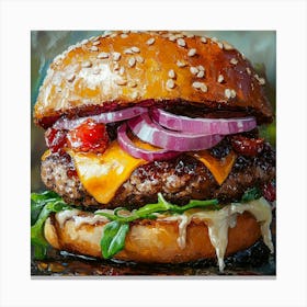 Burger Painting Art Canvas Print