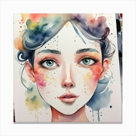 Watercolor Of A Girl 27 Canvas Print