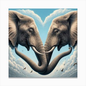 Elephants In Love 1 Canvas Print