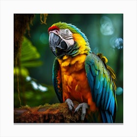 Colorful Parrot In The Rainforest Canvas Print