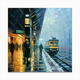 Train Station At Night 3 Canvas Print