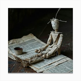 A Diminutive Stick Doll Worn With The Traces Of Endless Adventures Encapsulates An Aura Of Melanc Canvas Print