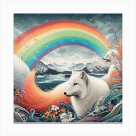 Rainbow Foxes Canvas Print