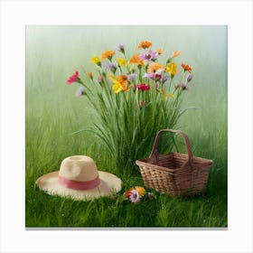 Hat And Flowers 5 Canvas Print