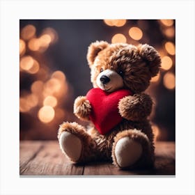 Teddy Bear With Heart Canvas Print