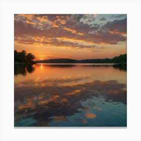 Sunset On Lake Canvas Print