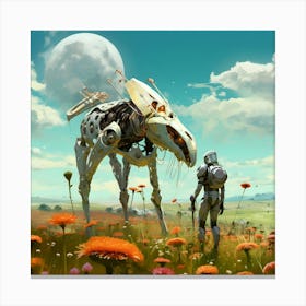 Surreal Cyborg Cows On A Farm Ai Art Depot 27 Canvas Print