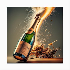 Champagne Bottle Exploding 1 Canvas Print