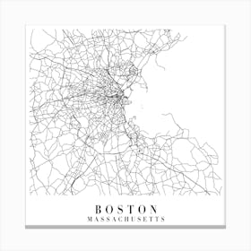 Boston Massachusetts Street Map Minimal Square Canvas Print