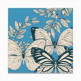 Butterfly On Blue Background Canvas Print