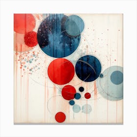 Red Blue White Circles Art 2 Canvas Print