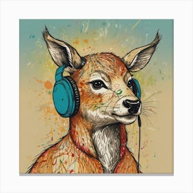 Deer With Headphones 2 Canvas Print