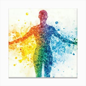 Rainbow Man Watercolor Illustration Canvas Print