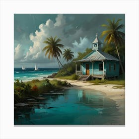 Beach House By The Sea Canvas Print