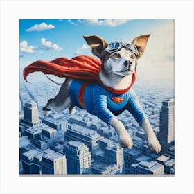 Superhero Dog Wall Print Art A Fun And Inspiring Depiction Of A Dog As A Superhero, Perfect For Blending A Love Of Dogs And Adventure In Any Space Canvas Print