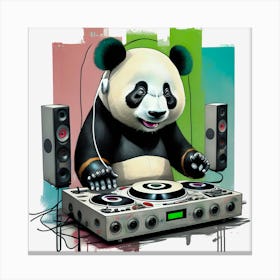 Panda Bear Dj, Urban Style Generated By Ai 1 Canvas Print