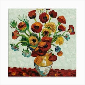 Vase With Poppies, Van Gogh Art Print 5 Canvas Print